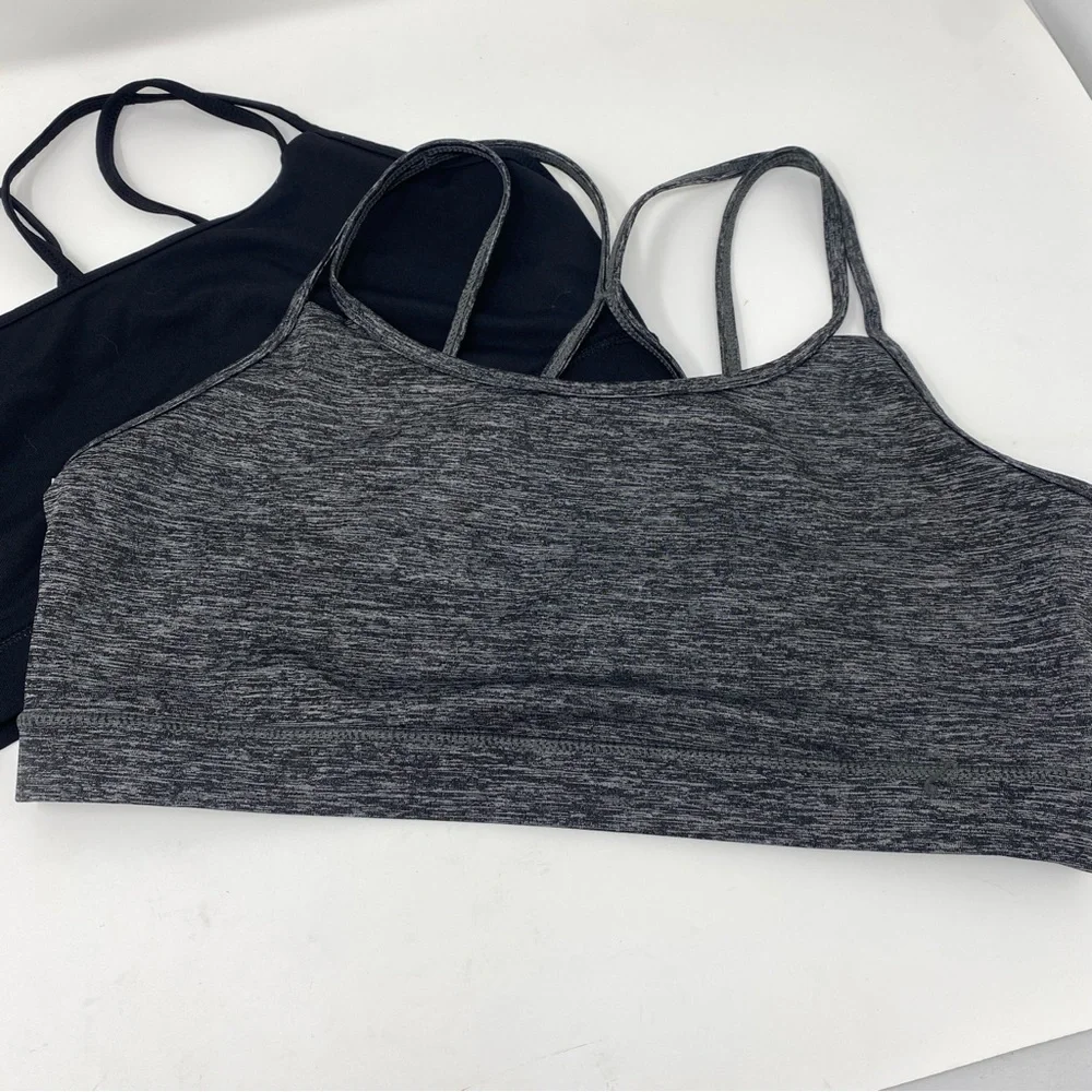 2 Gaiam Shine Wire-Free Medium Impact Yoga Sports Bra Women’s Size XL Black Grey - Picture 2 of 8